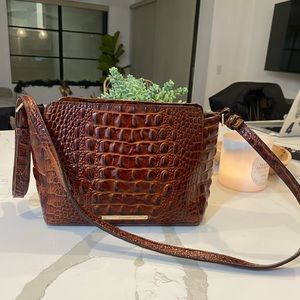 Brahmin Brown crocodile embossed leather crossbody